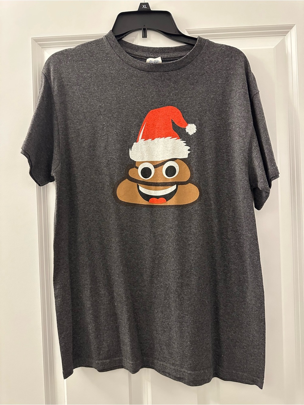 Holiday Poop Emoji Graphic Tee - Dark Gray